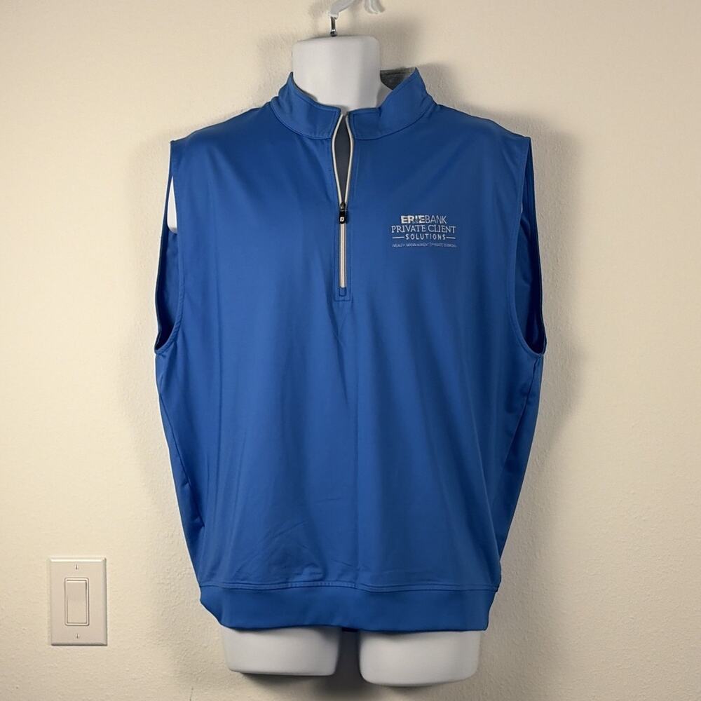 FootJoy Men's Blue Sleeveless Golf Vest 1/4 Zip Polyester Logo Size L